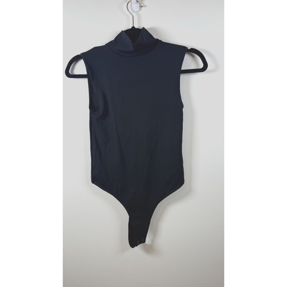 THE PARK Women's M Black Sleeveless Turtleneck Bodysuit Solid